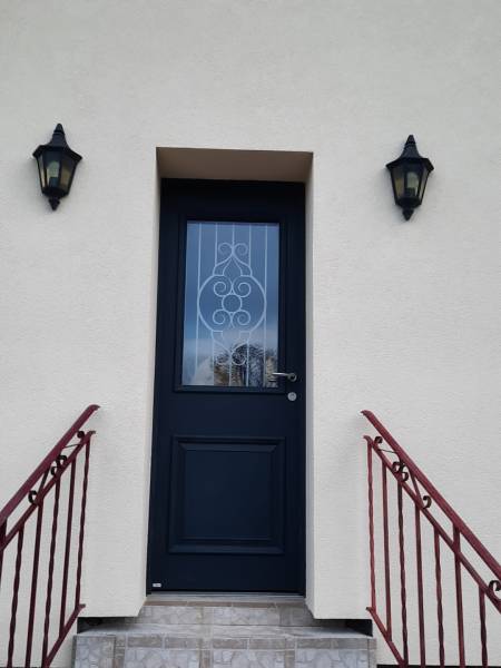 Porte entrée aluminium ZILTEN CORDEY 2 gris 7016 Neubourg